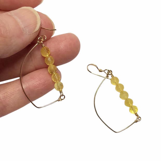 Yellow Amber Angular Earrings