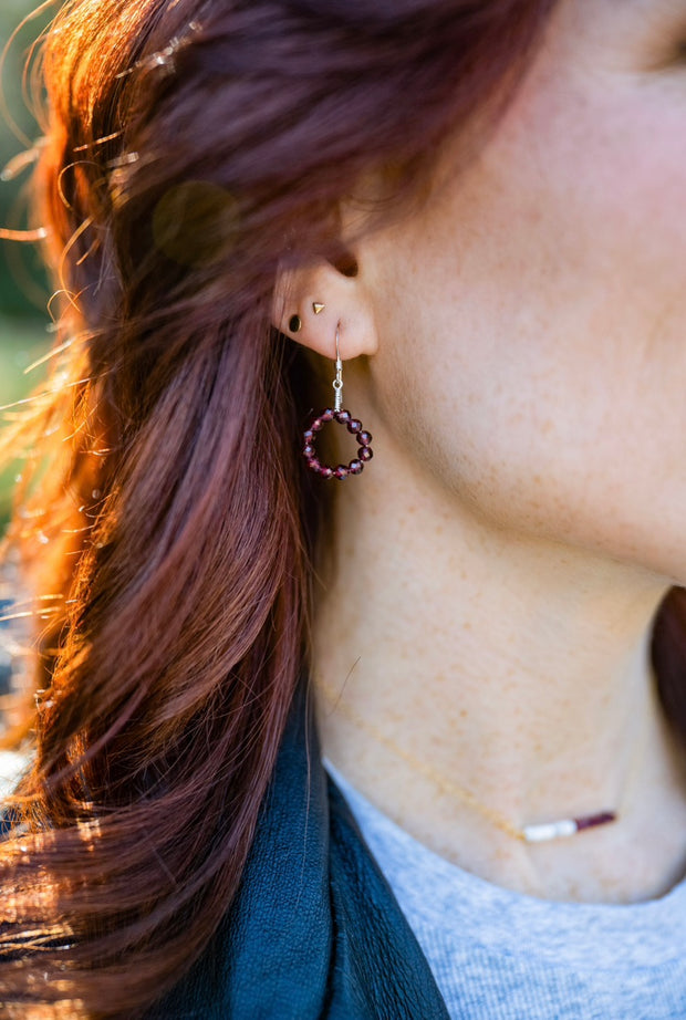 Garnet Circle Earring