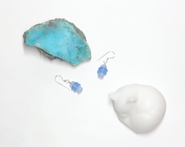 Blue and Lavender Glass Bead Earrings