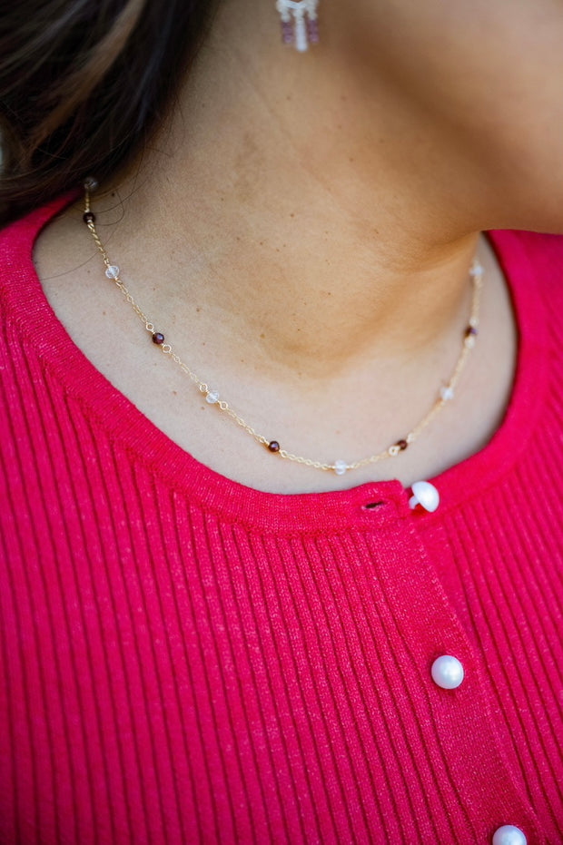 Garnet and Clear Quartz Choker