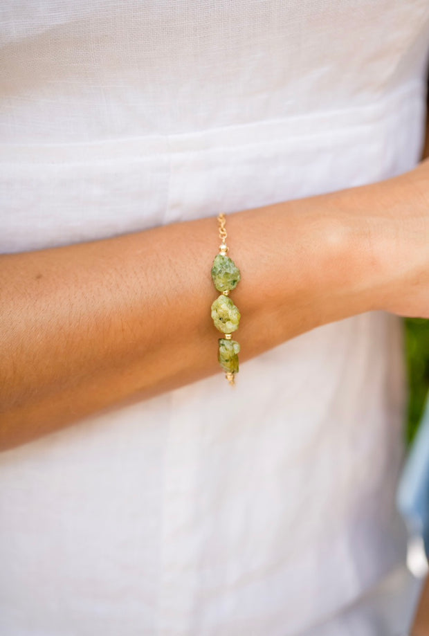 Raw Peridot Gemstone Bracelet