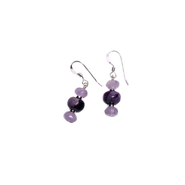 Purple Agate and Amethyst Earrings