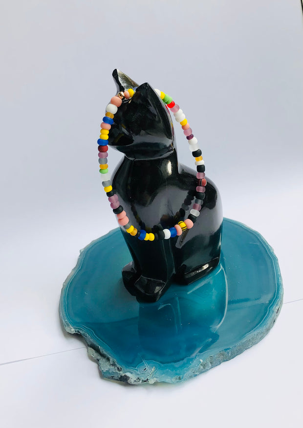 Multicolor Stretch Glass Bead Bracelet