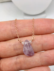 Amethyst Teardrop and Herkimer Diamond Necklace