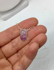 Amethyst Teardrop and Herkimer Diamond Necklace