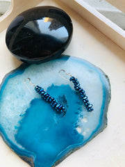 Blue Hematite Dangle Earrings