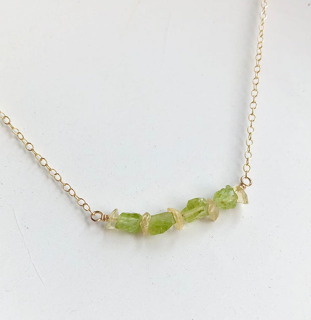 Citrine and Raw Peridot Necklace