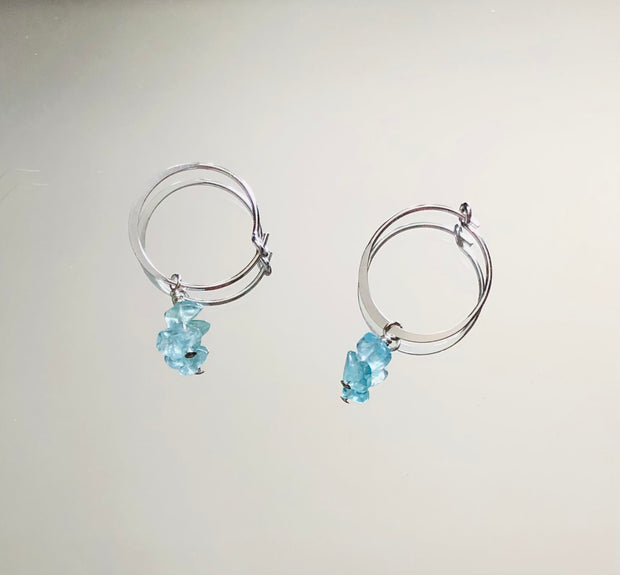 Blue Apatite Hoop Earring