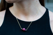 Pink Agate and Zircon Bead Necklace
