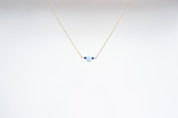Dainty Aquamarine and Lapis Lazuli Necklace
