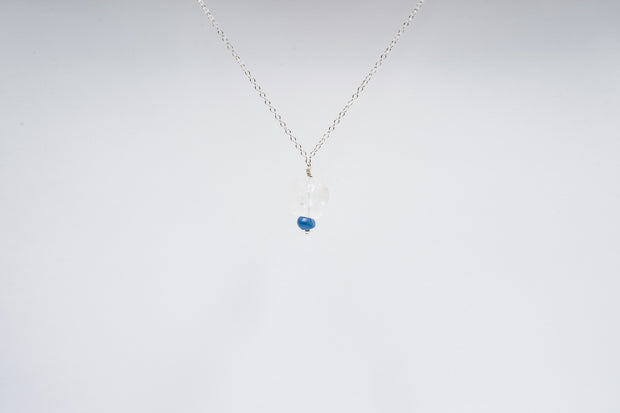 Raw Clear Quartz, Kyanite and Lapis Lazuli Necklace