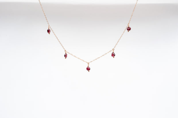 Dainty Garnet Drop Necklace
