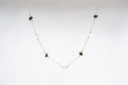 Long Black Obsidian and Moonstone Necklace