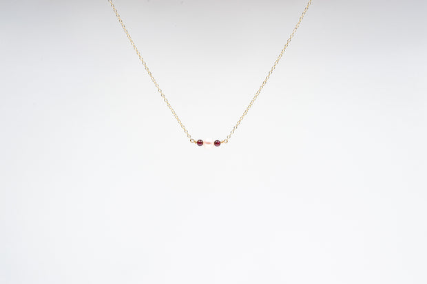 Dainty Pearl and Garnet Necklace