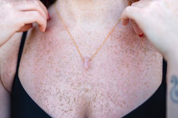 Minimalist Rose Quartz Necklace